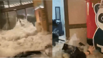Hong Kong: onda gigante quebra portas e invade hotel durante passagem de tufão - Aventuras na História