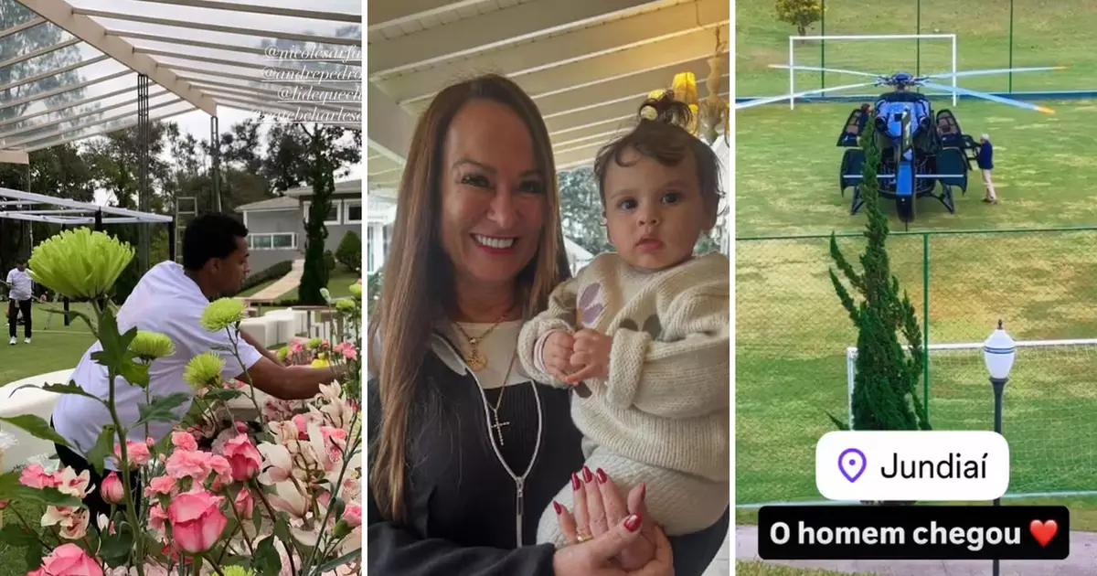 LUXO Festa de aniversário de filha de Neymar e Amanda Kimberlly, tem helicóptero e muitas flores