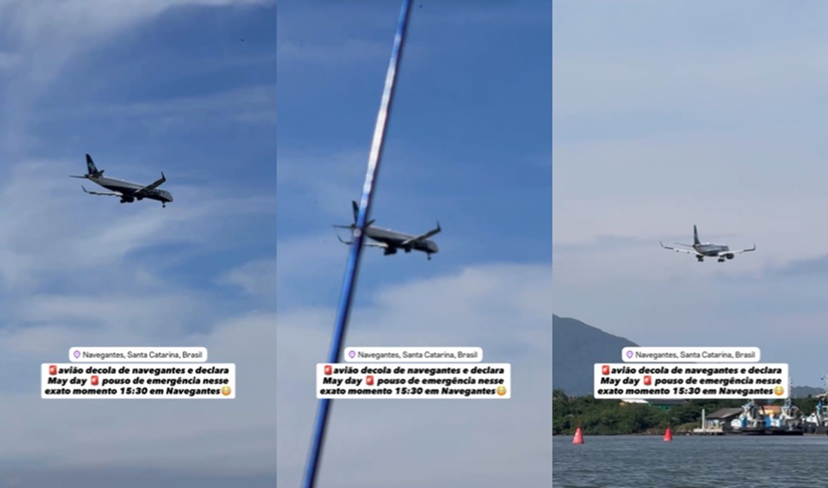 Avião faz pouso de emergência em Navegantes vídeo G1