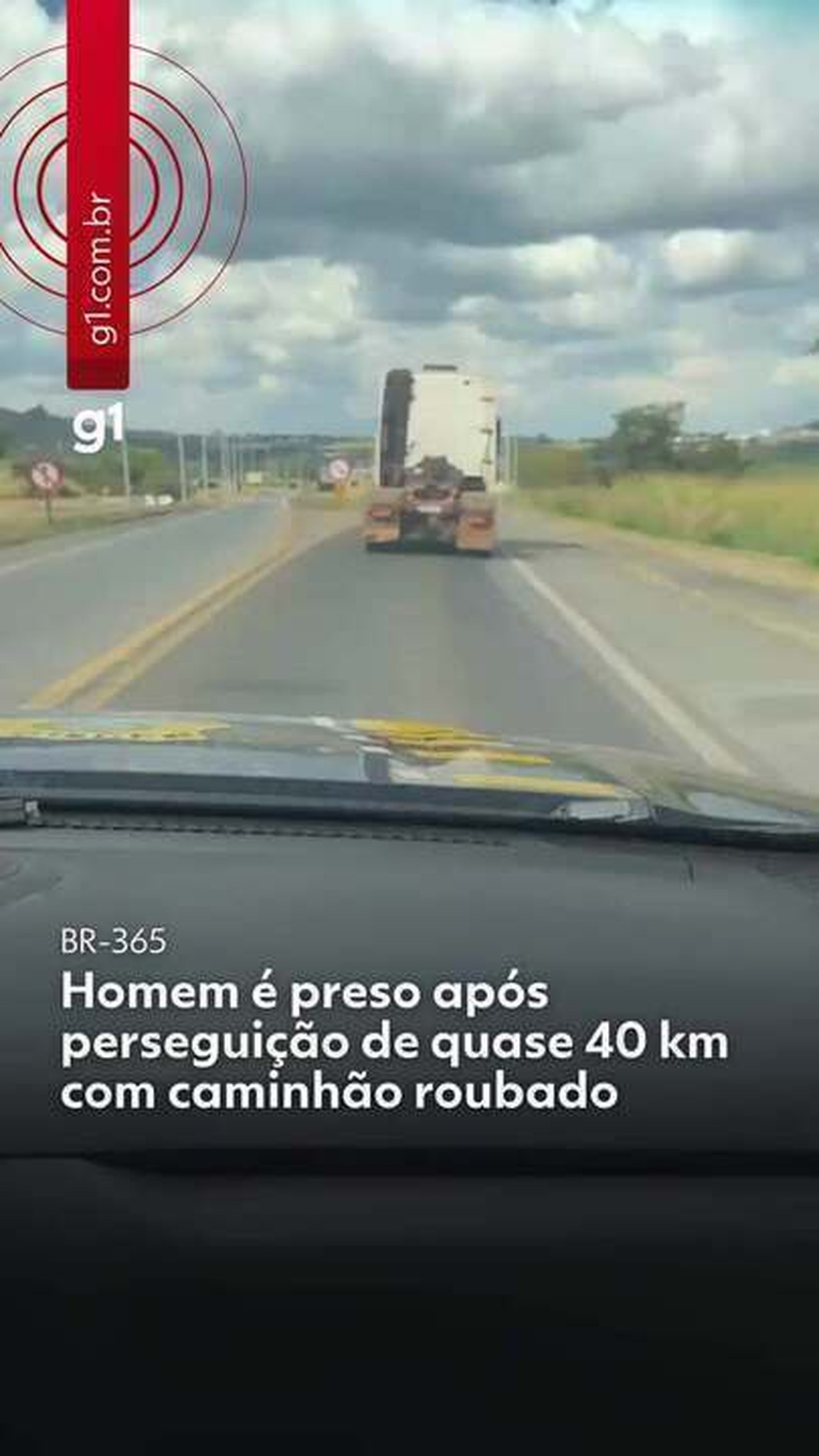 Caminhão roubado: homem é preso após perseguição de 40 km em MG G1