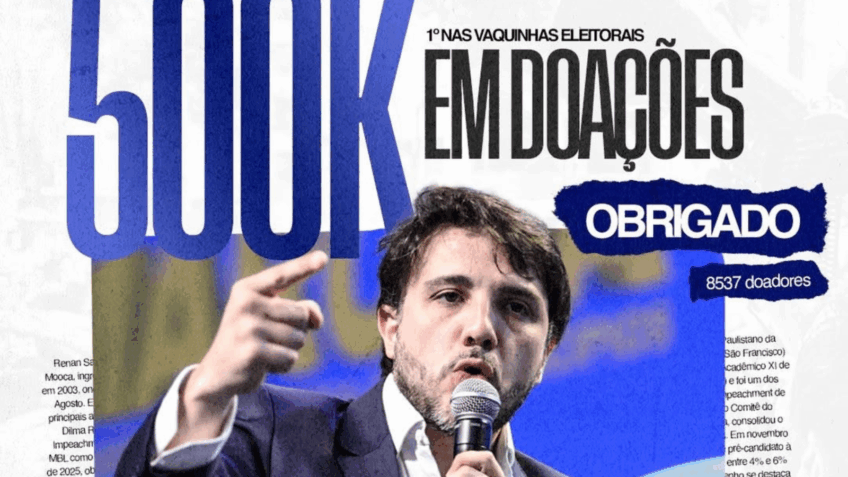 Renan Santos comemora R$ 500 mil em doação eleitoral