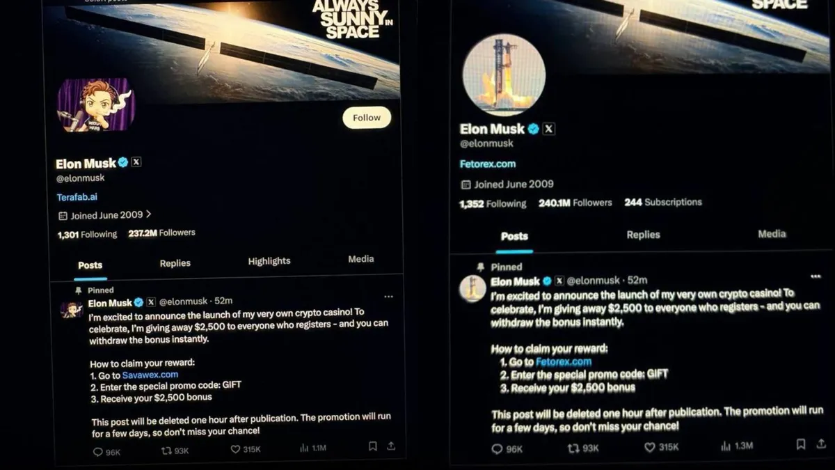 Golpe que usa imagem de Elon Musk para promover suposto cassino cripto volta a circular nas redes sociais