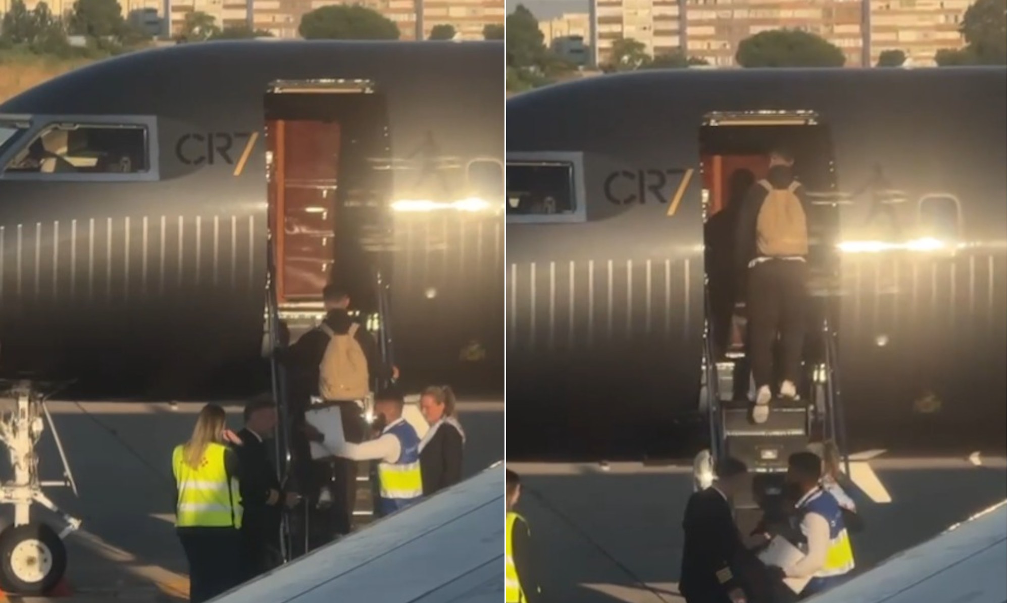 Cristiano Ronaldo desembarca em Portugal e deixa aeroporto em jatinho particular após eliminação na Copa veja vídeo