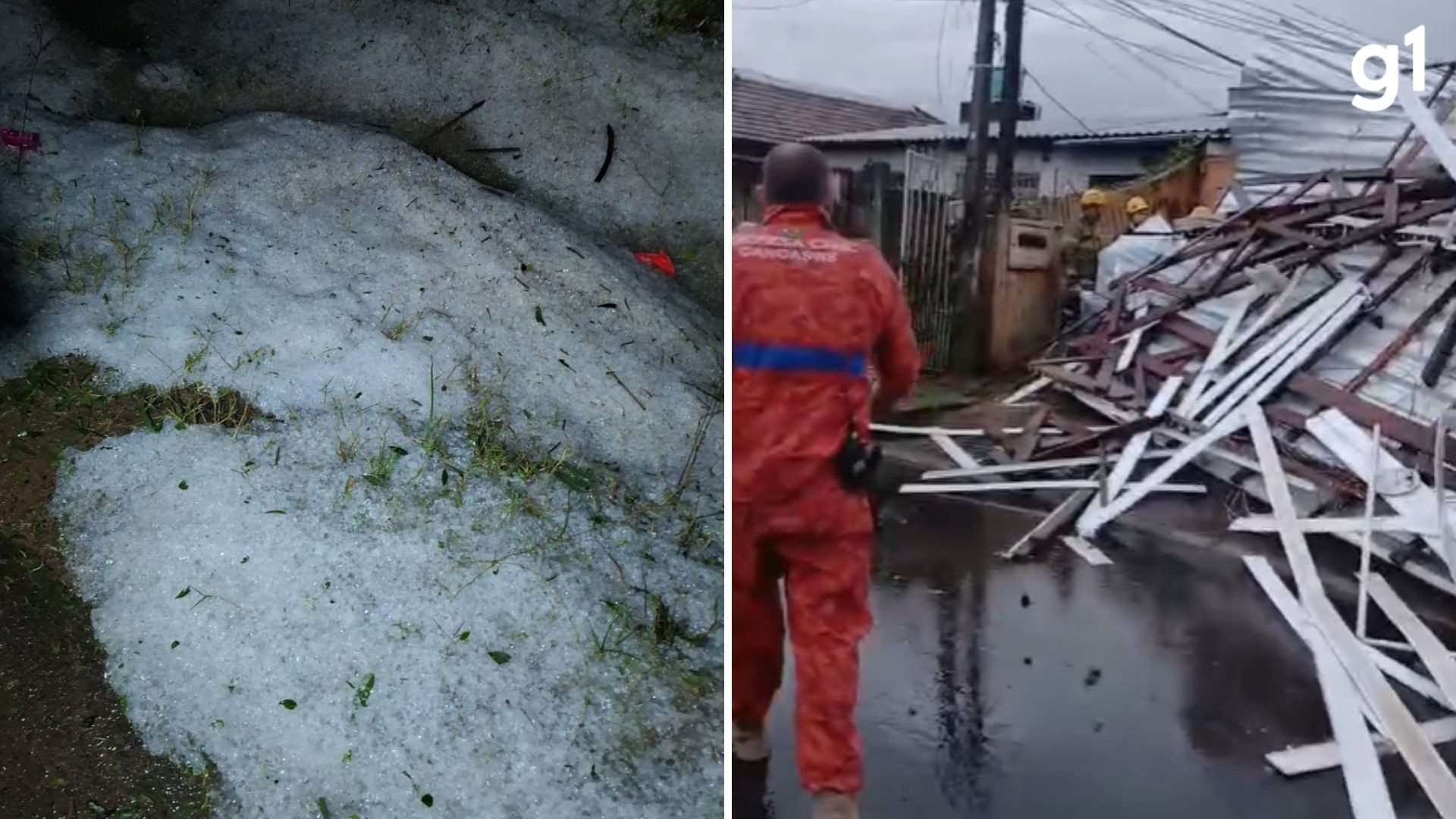 Granizo e vento destelham casas e deixam 400 desalojados no RS G1