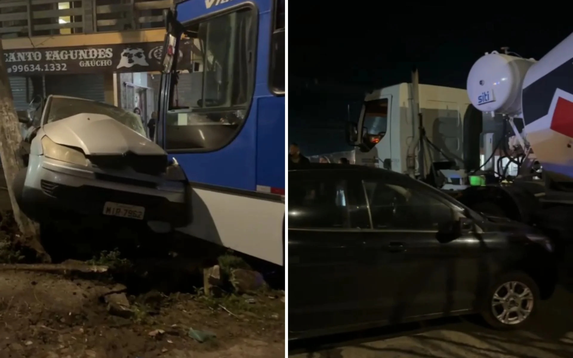 Caminhão bate em ônibus e provoca engavetamento com cinco veículos em Portão abc+