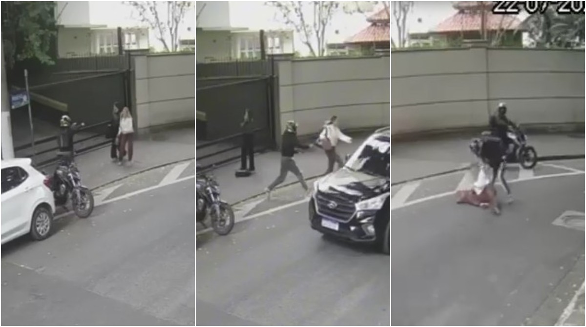 VÍDEO: ladrão armado derruba mulher no chão para tomar celular na Vila Olímpia, Zona Sul de SP G1