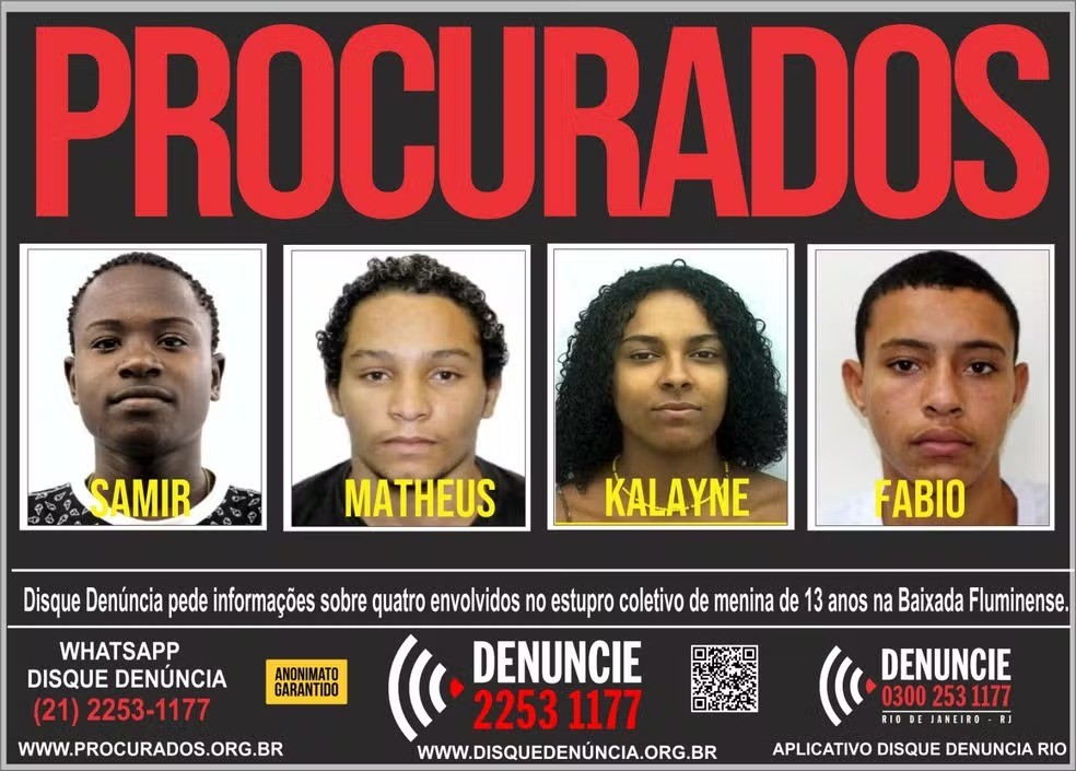 Estupro coletivo na Baixada Fluminense: polícia procura cinco suspeitos, incluindo um adolescente
