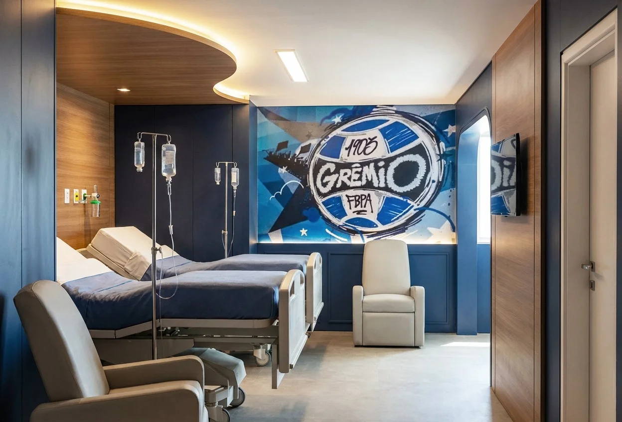 Internação mais acolhedora : Obras para tematizar quarto do Grêmio no hospital de Gramado começam em agosto abc+