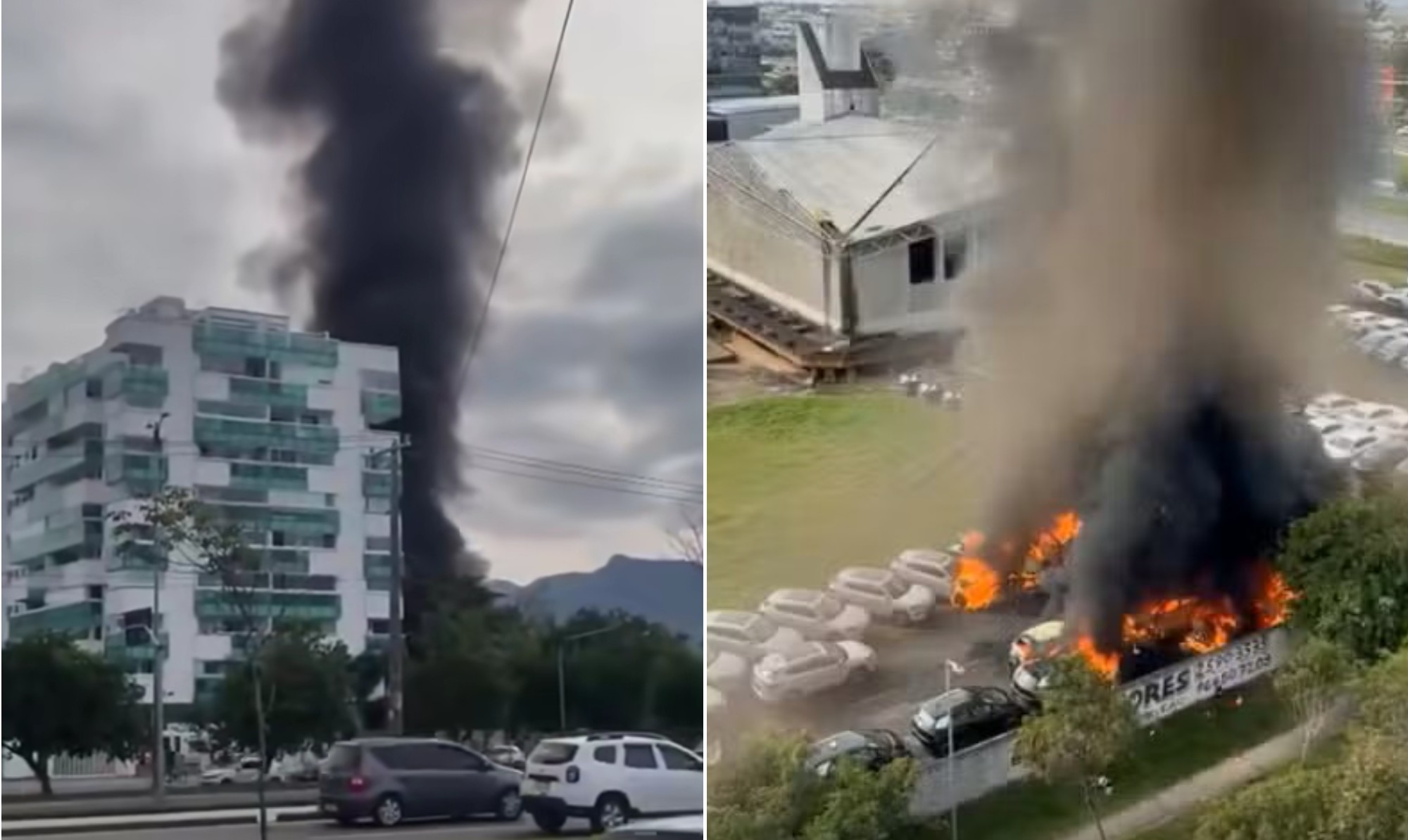 Veja vídeos impressionantes da queda de helicópteros no Recreio: moradores relatam explosões e coluna de fumaça