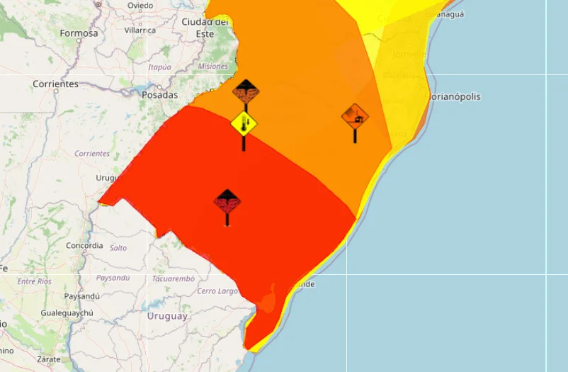 Potencial para formação de ciclone bomba : Alerta vermelho do Inmet coloca RS em grande perigo para tempestades e ventos intensos abc+