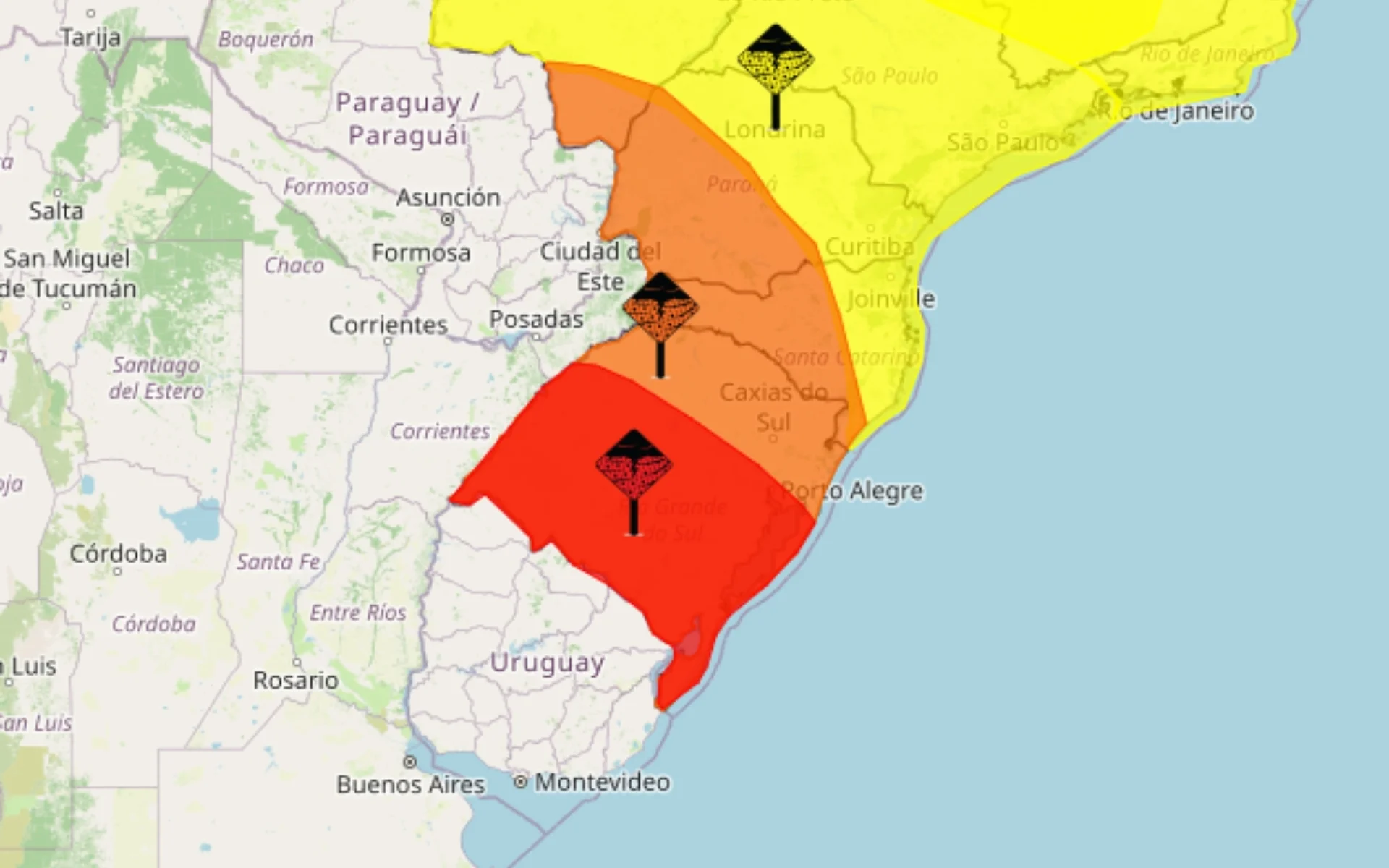 Tempestade com vento acima de 100 km/h: RS tem dois alertas do Inmet até sexta-feira abc+