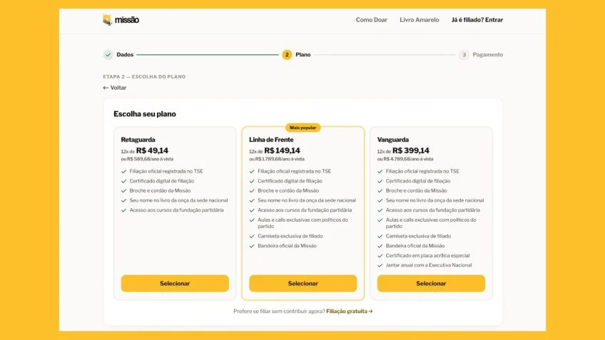 Site do Missão oferece filiação oficial no TSE