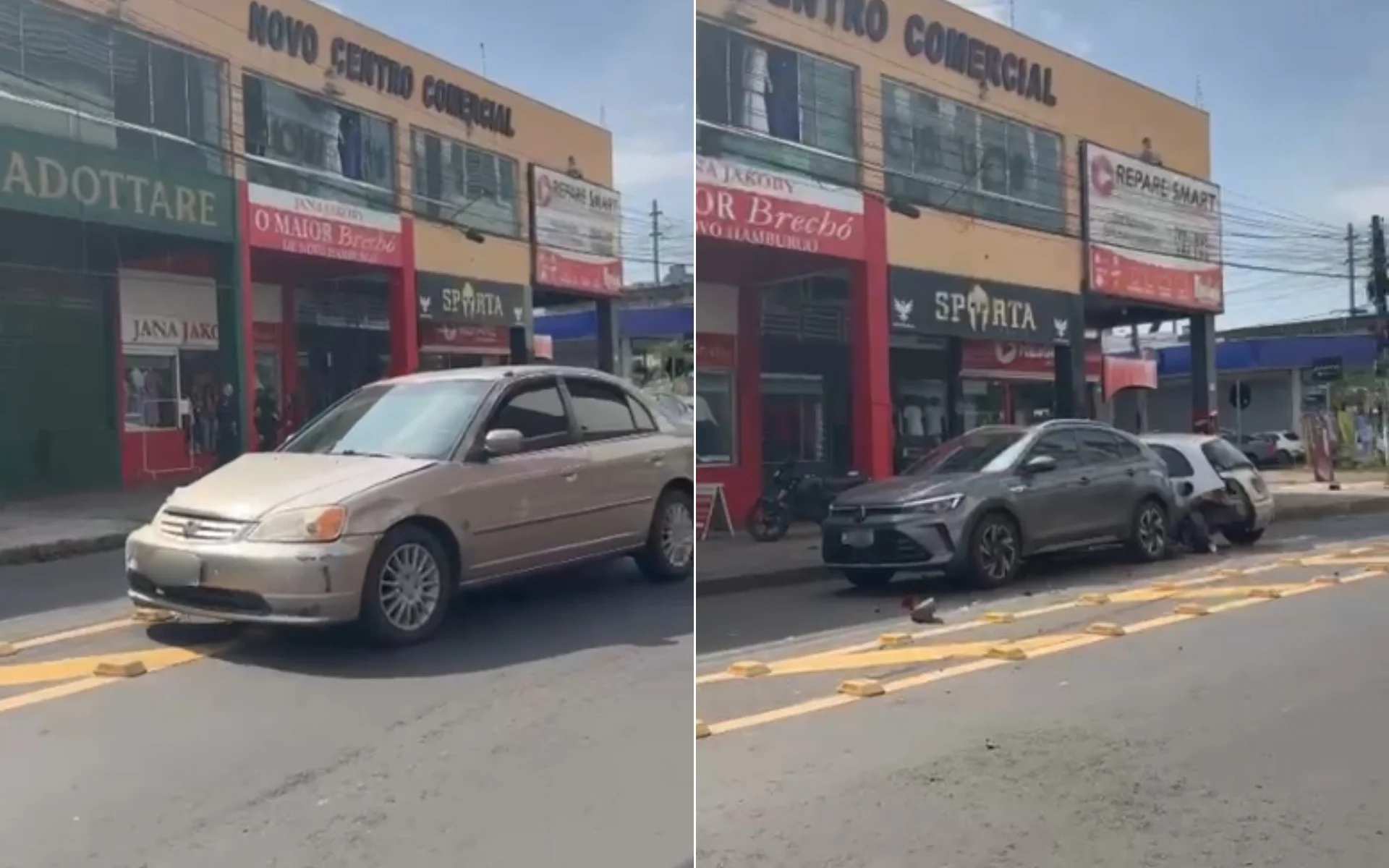 Bandido bate em carros e invade doca de shopping durante fuga na área central de Novo Hamburgo abc+