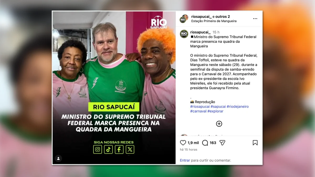 Toffoli vai à quadra da Mangueira no Rio