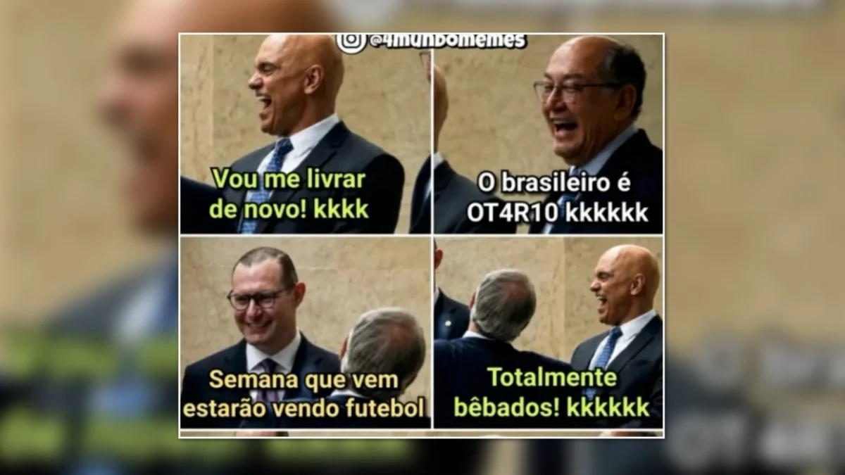 Foto de ministros do STF gargalhando vira meme