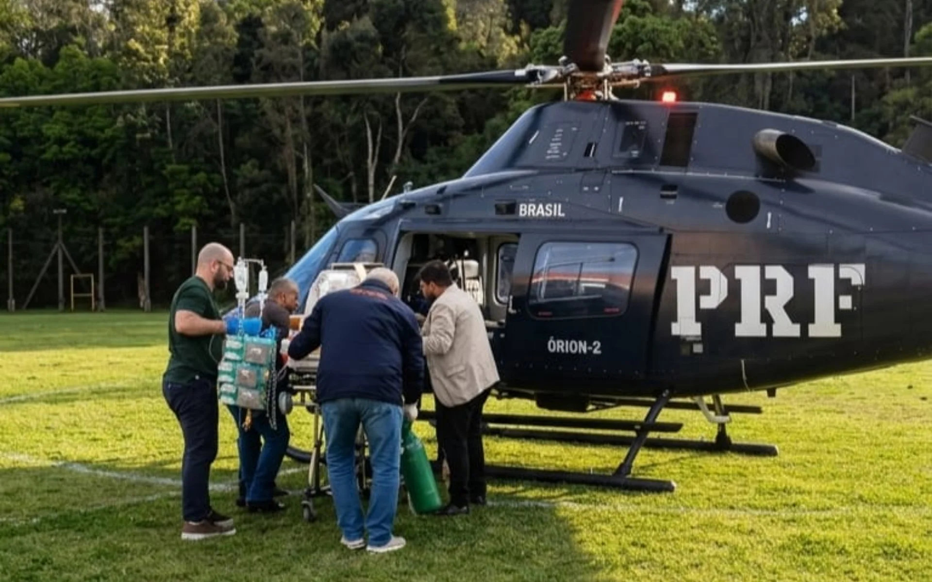 Bebê de 3 meses fica gravemente ferido em acidente e é transferido para hospital em helicóptero da PRF abc+