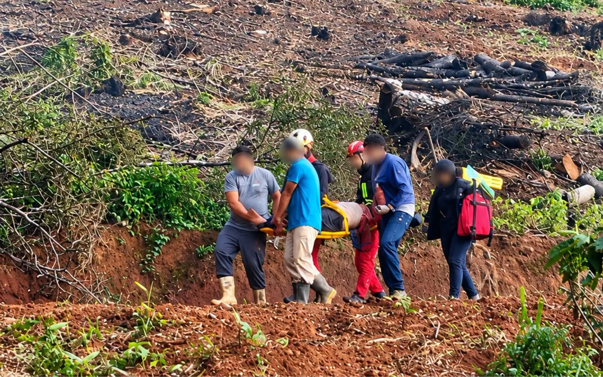 Trator despenca de barranco e deixa homem gravemente ferido em São Sebastião do Caí abc+