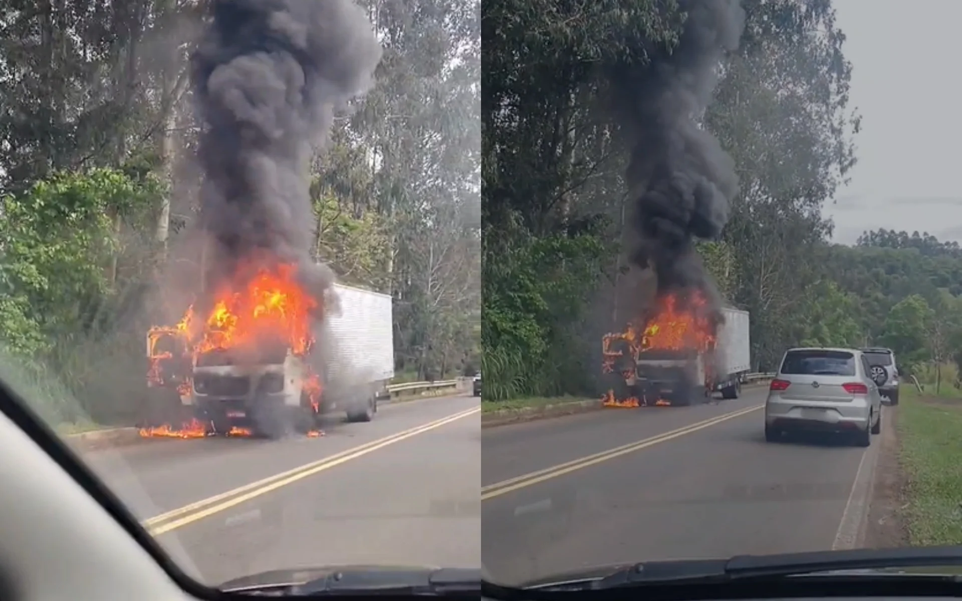 VÍDEO: Caminhão pega fogo em rodovia de Ivoti abc+