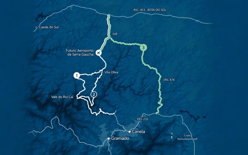 Rodovia que vai ligar Gramado e Canela ao futuro Aeroporto da Serra Gaúcha tem traçado definido e custo estimado em R$ 288 milhões abc+